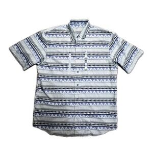 Ariat AriatTEK Shirt Mens Medium VentTEK Aztec Short Sleeve Blue Breathable